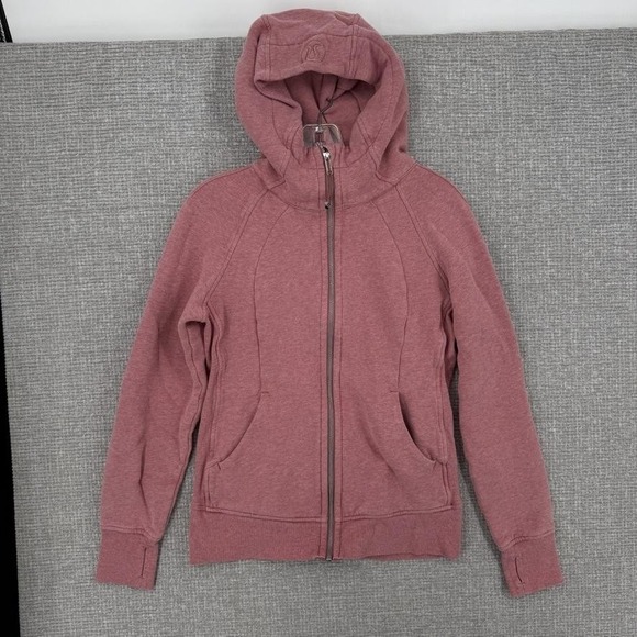 lululemon athletica Tops - Lululemon Full Zip Hoodie Women Size 8 Pink Fleece Cotton Polyester Slim